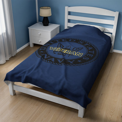 US Navy Veteran Velveteen Plush Blanket