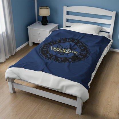 US Navy Veteran Velveteen Plush Blanket