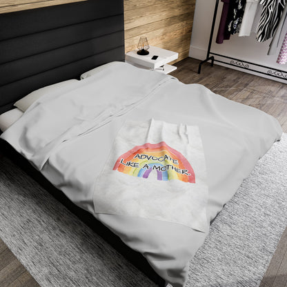 Advocate Like A Mother Rainbow Velveteen Plush Blanket - TheSloanCreative