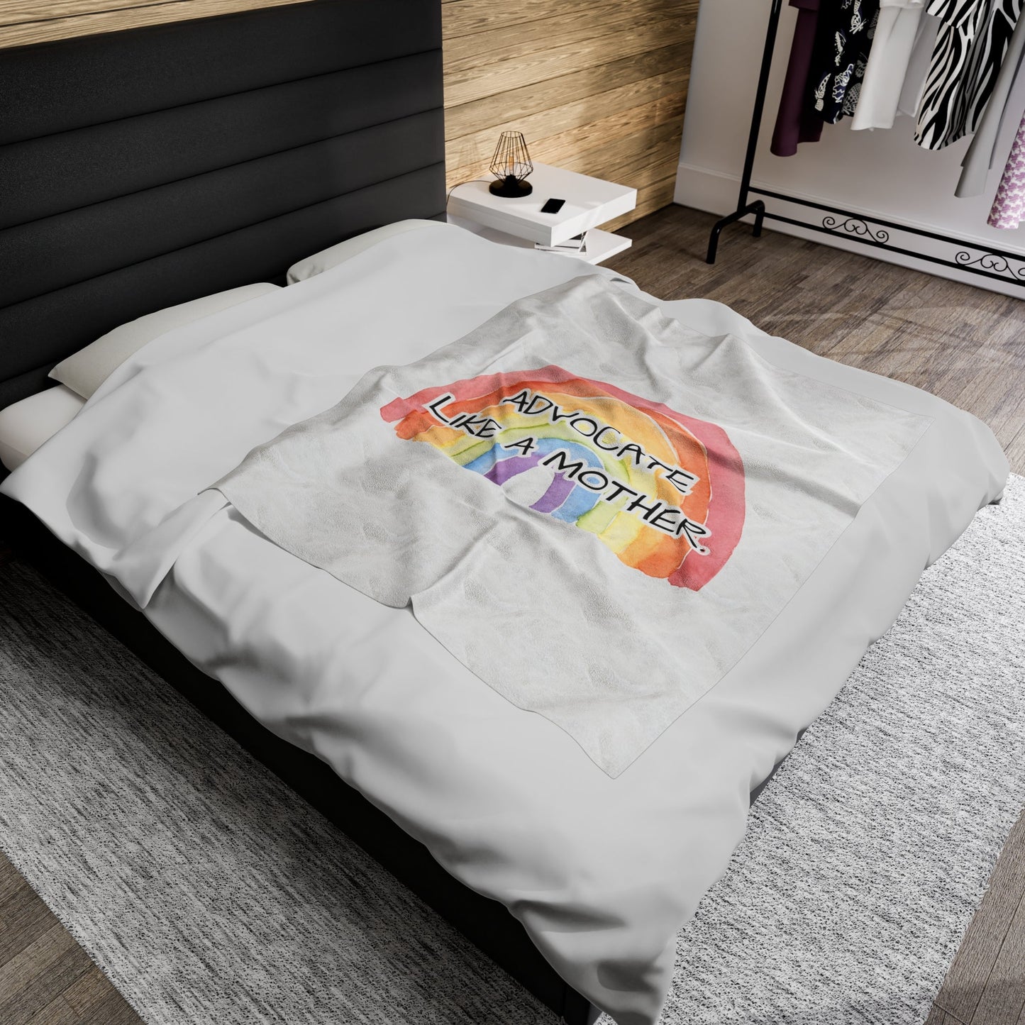 Advocate Like A Mother Rainbow Velveteen Plush Blanket - TheSloanCreative