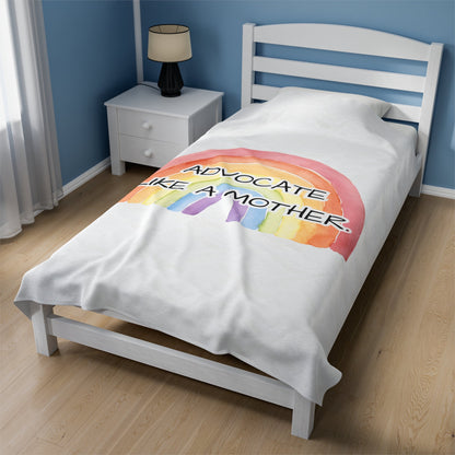 Advocate Like A Mother Rainbow Velveteen Plush Blanket - TheSloanCreative