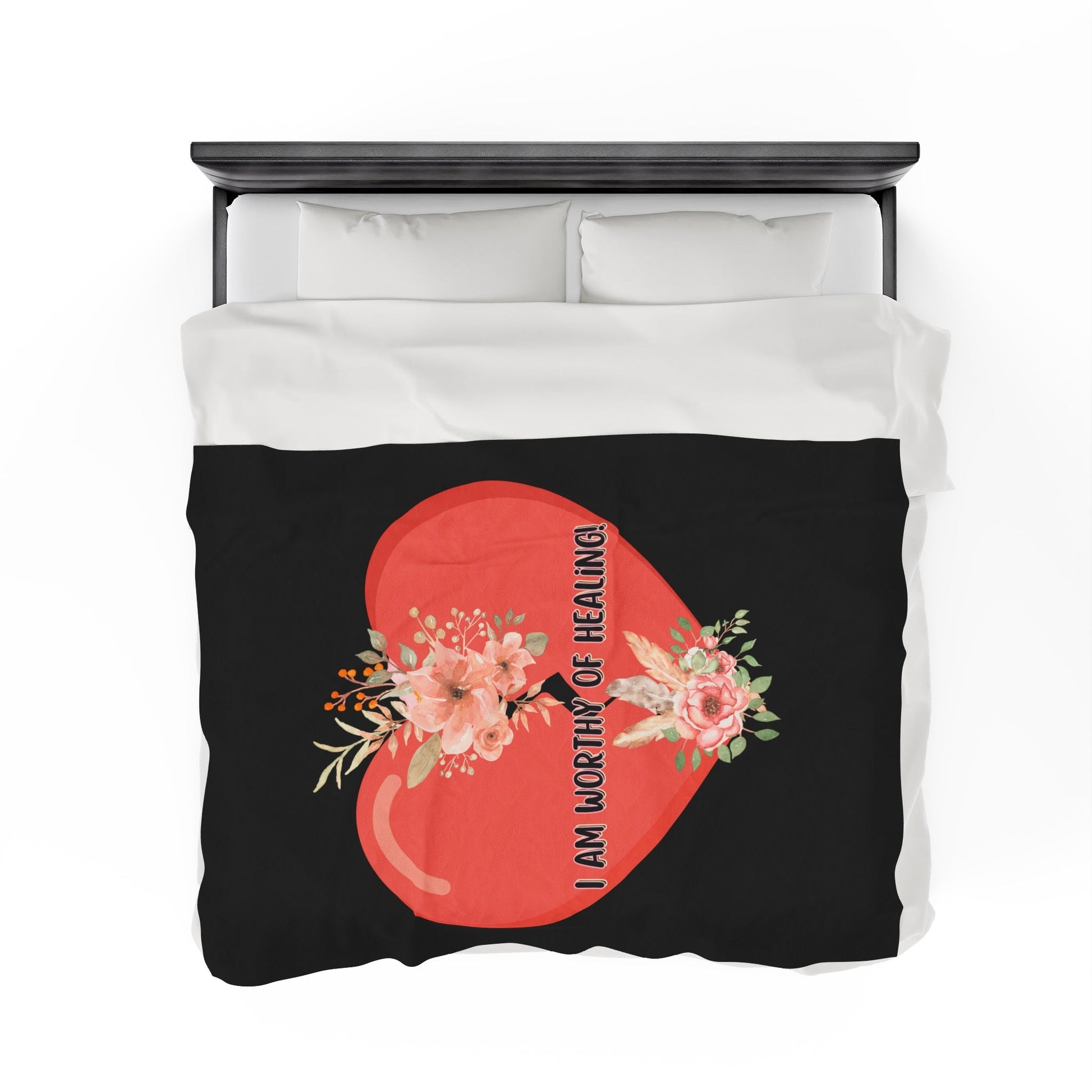 I am Worthy of Healing- Self love and advocacy Velveteen Plush Blanket - TheSloanCreative