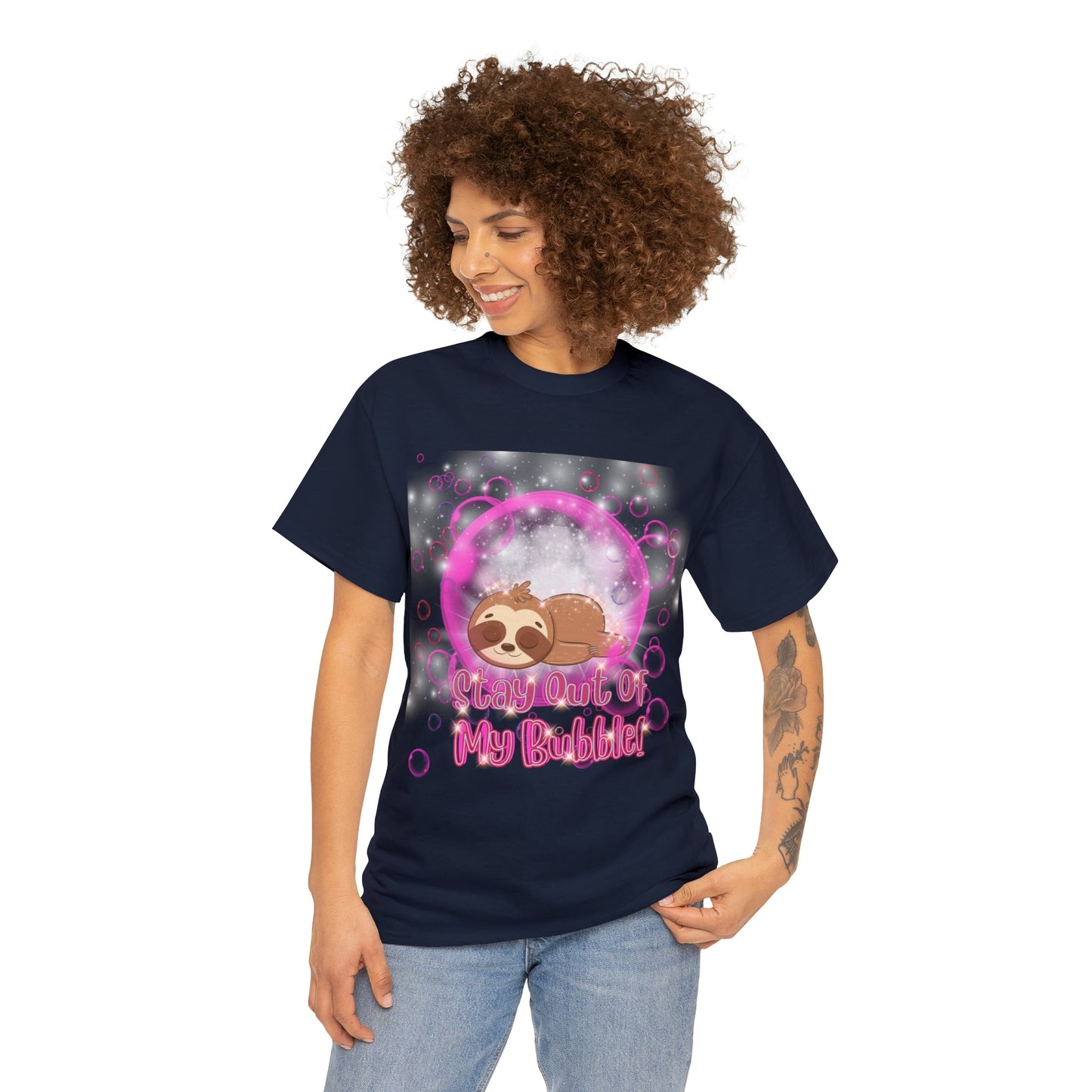 Leonardo the Sloth- Stay Out of My Bubble Pink Edition Tee - TheSloanCreative