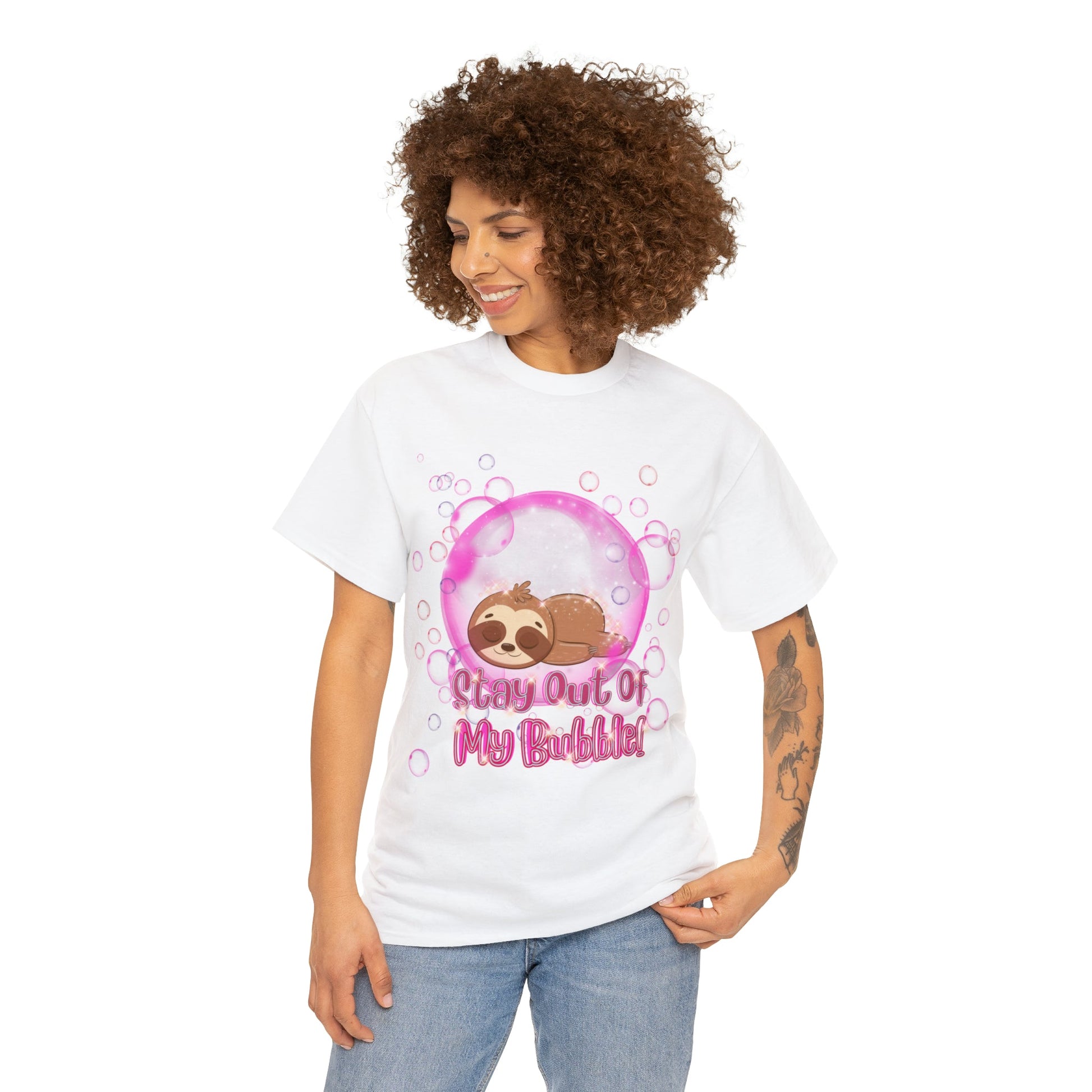 Leonardo the Sloth- Stay Out of My Bubble Pink Edition Tee - TheSloanCreative