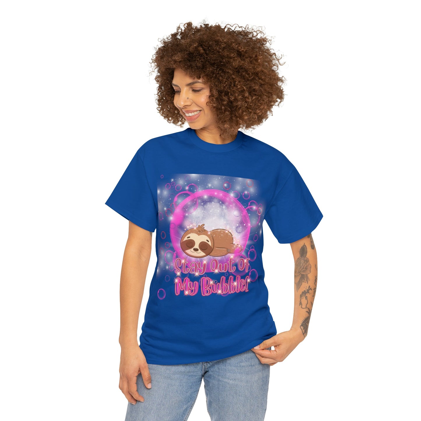 Leonardo the Sloth- Stay Out of My Bubble Pink Edition Tee - TheSloanCreative