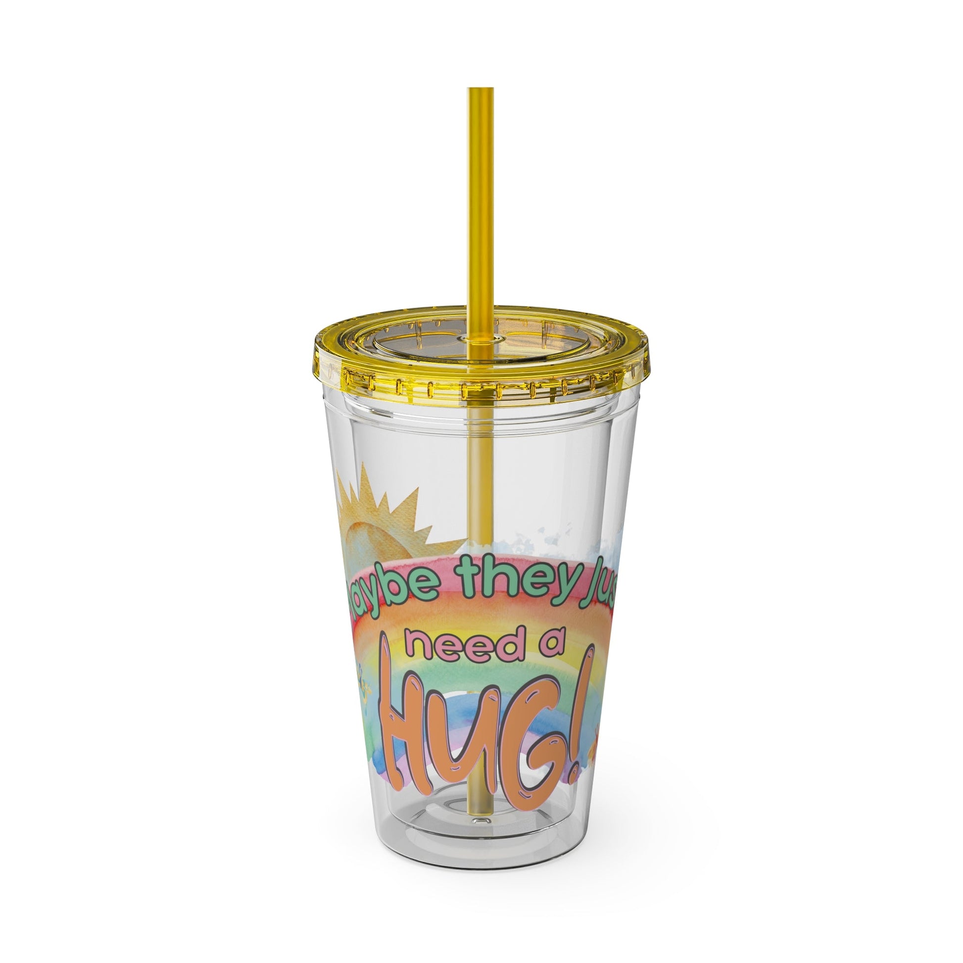 Maybe They Just Need a Hug- 16 oz Sunsplash Tumbler (Straw Included) - TheSloanCreative