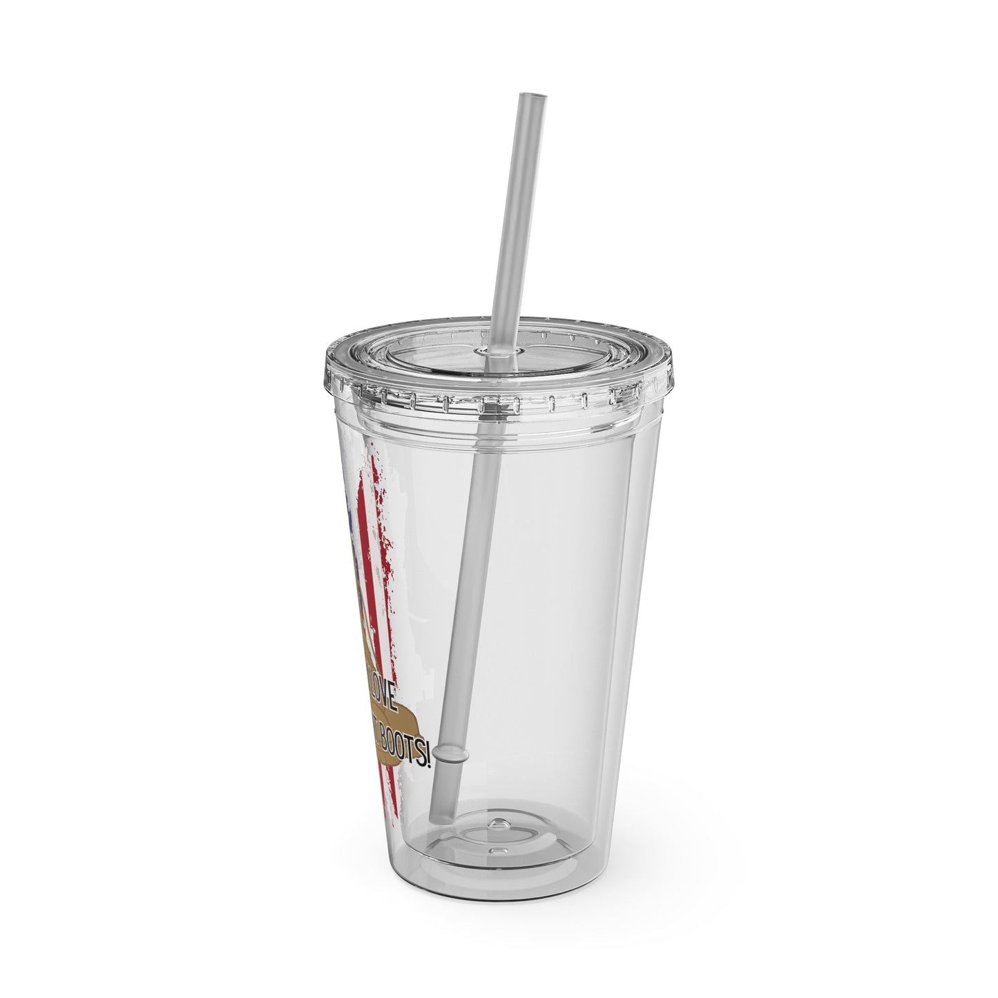 Somoeone I Love Wears Combat Boots- Tumbler with Straw, 16oz - TheSloanCreative