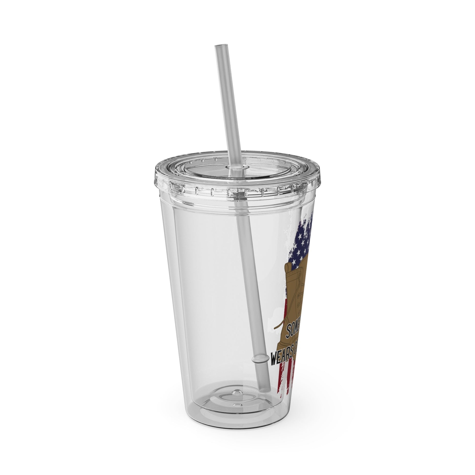 Somoeone I Love Wears Combat Boots- Tumbler with Straw, 16oz - TheSloanCreative