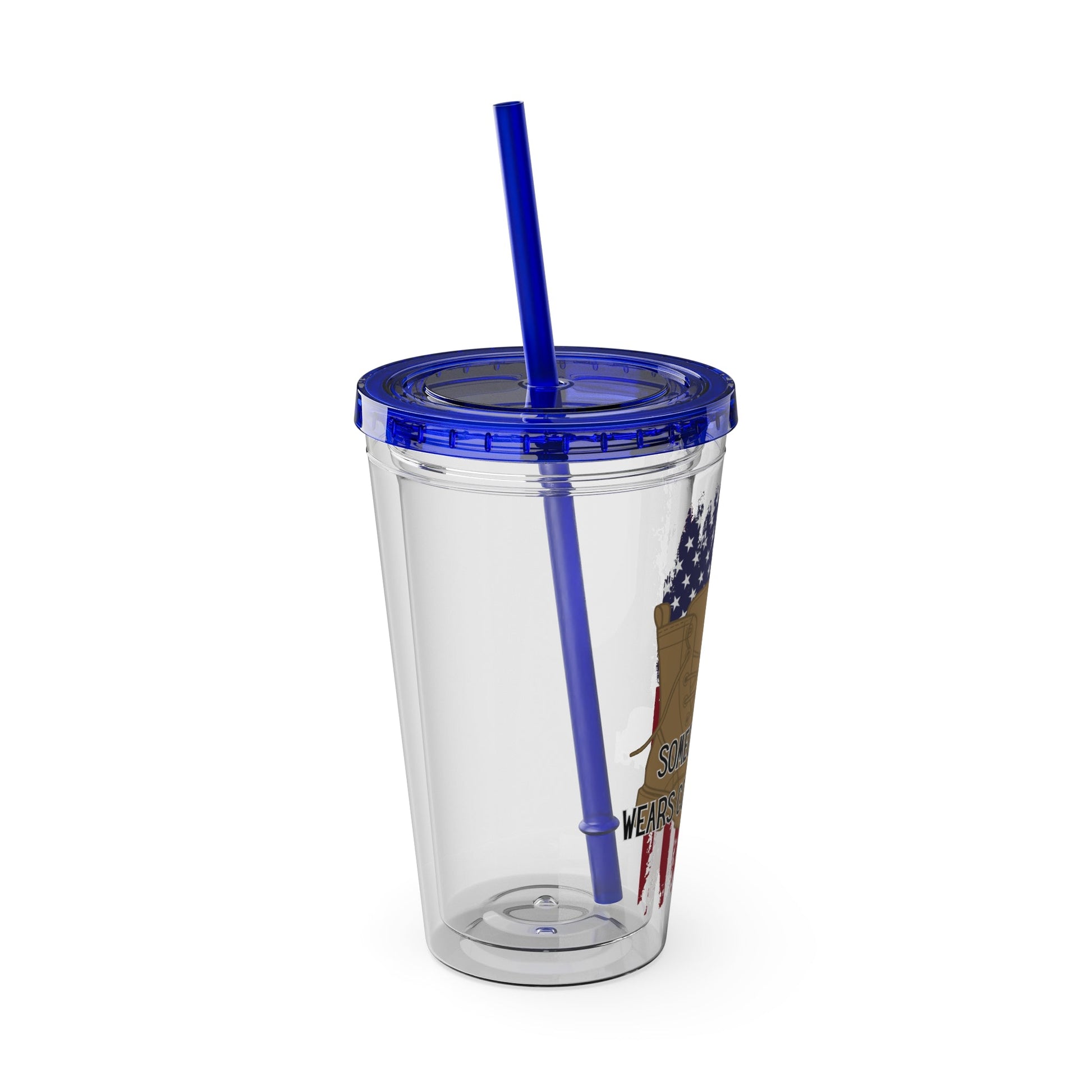 Somoeone I Love Wears Combat Boots- Tumbler with Straw, 16oz - TheSloanCreative