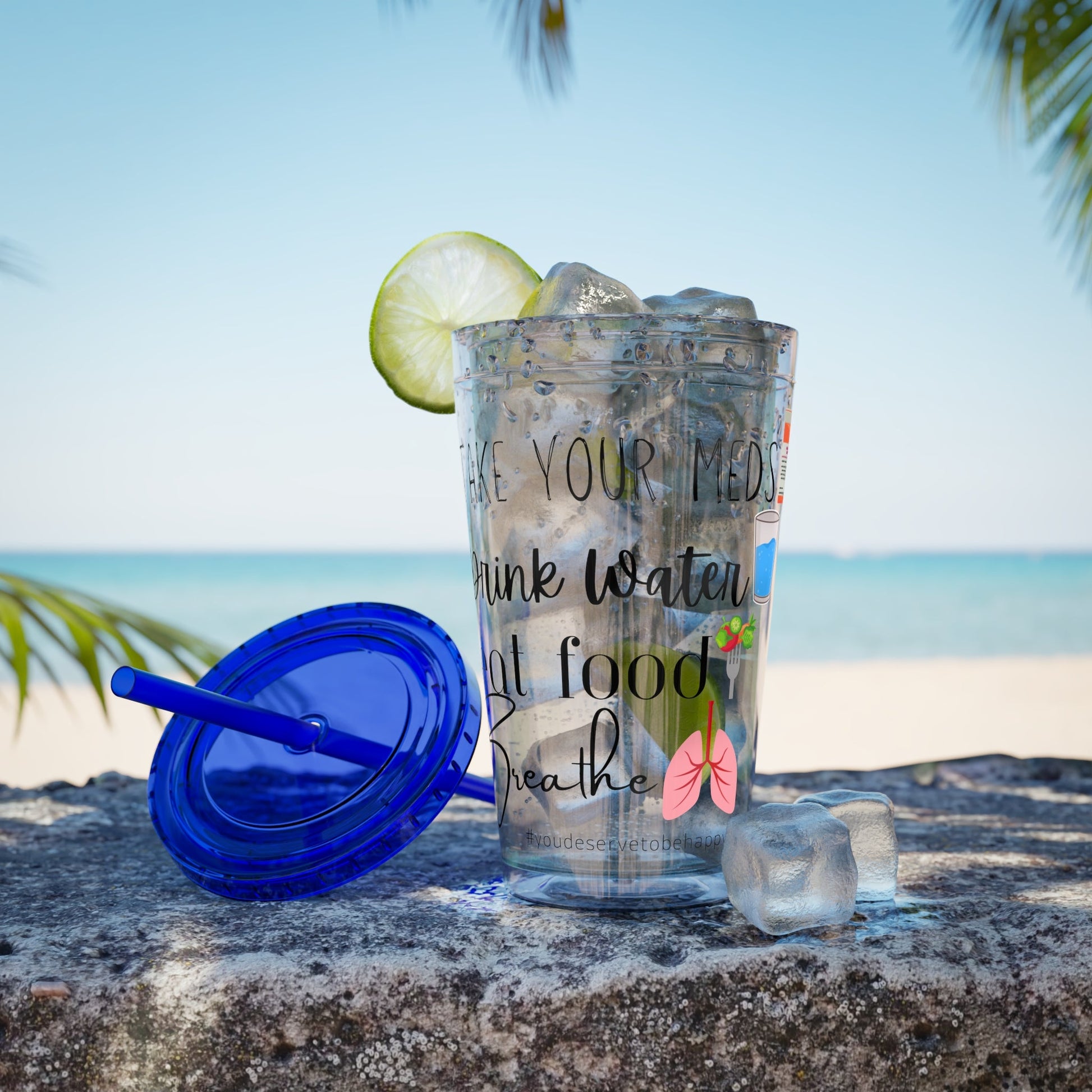 Take Your Meds and Breathe - 16 oz Sunsplash Tumbler (Straw Included) - TheSloanCreative