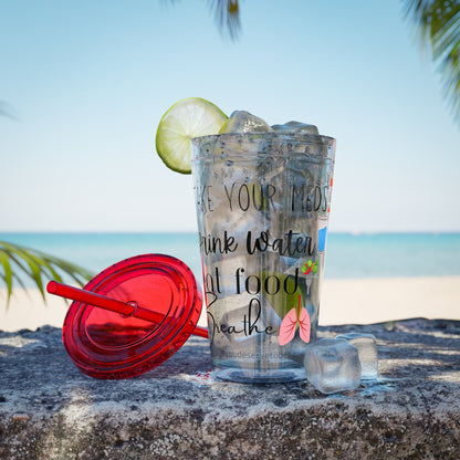 Take Your Meds and Breathe - 16 oz Sunsplash Tumbler (Straw Included) - TheSloanCreative