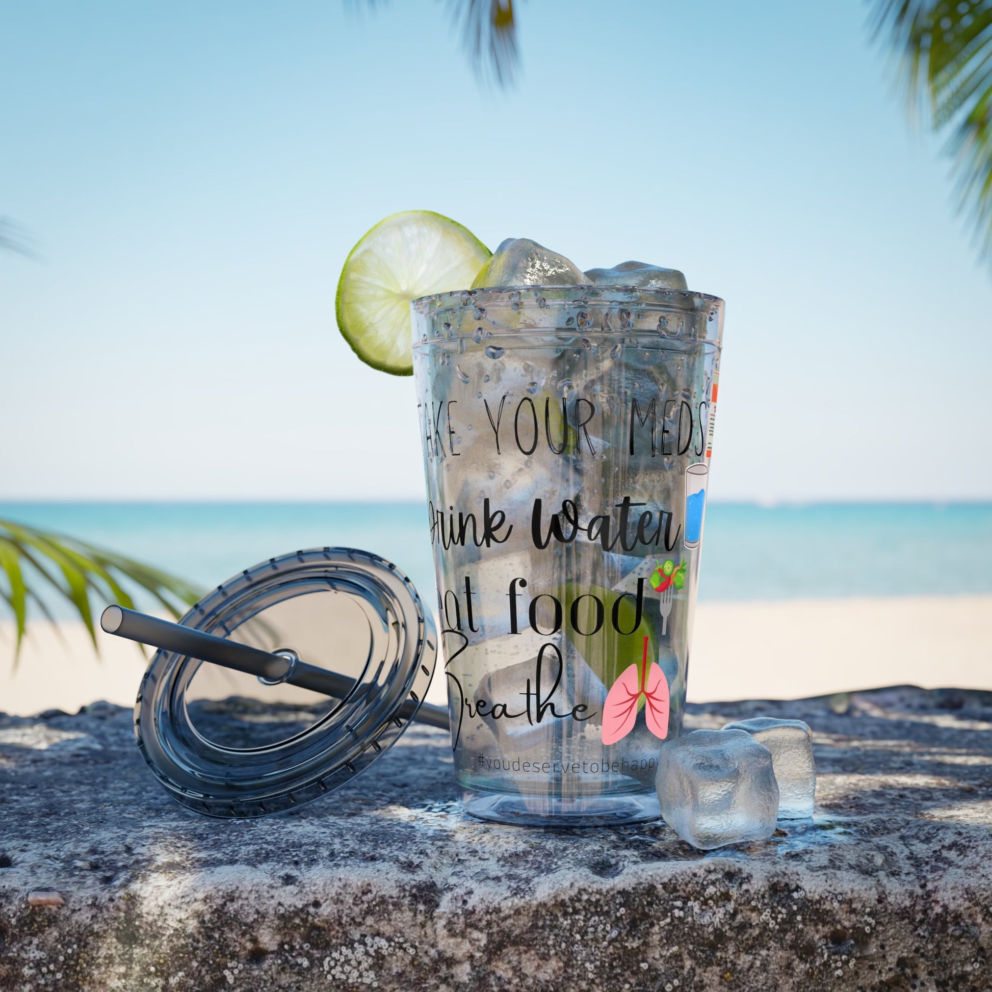 Take Your Meds and Breathe - 16 oz Sunsplash Tumbler (Straw Included) - TheSloanCreative