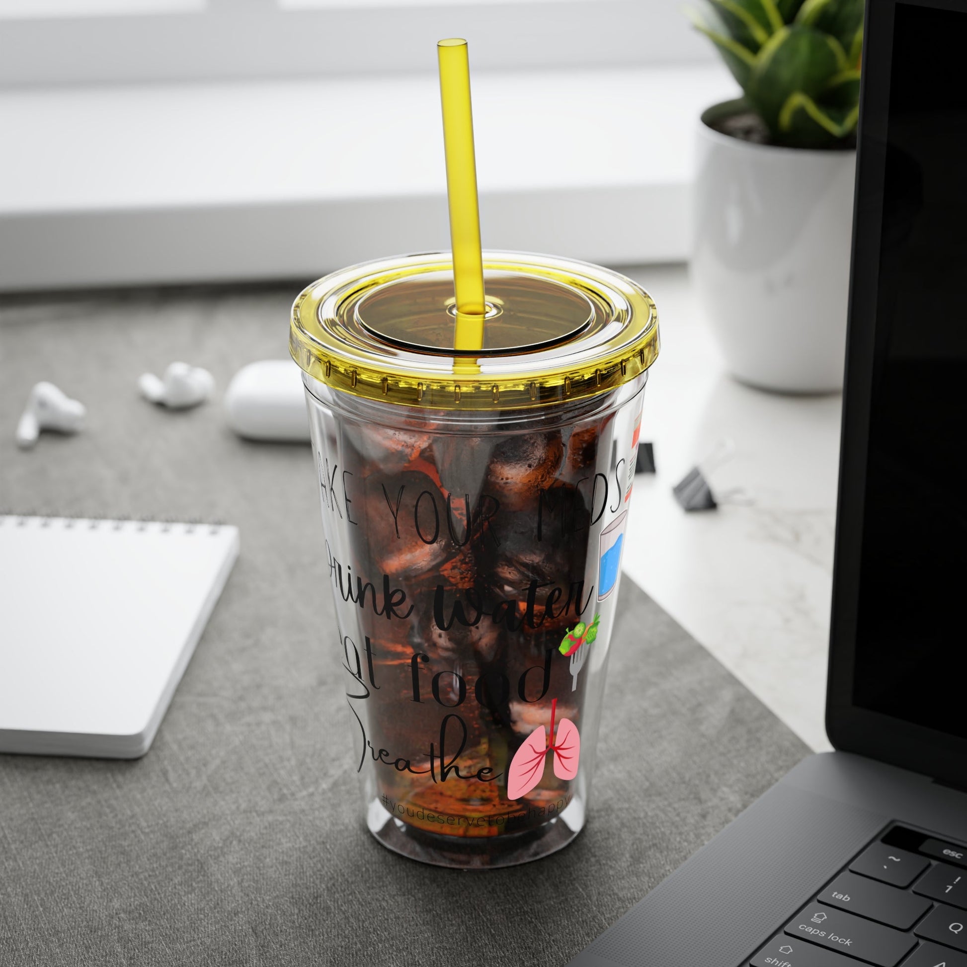 Take Your Meds and Breathe - 16 oz Sunsplash Tumbler (Straw Included) - TheSloanCreative