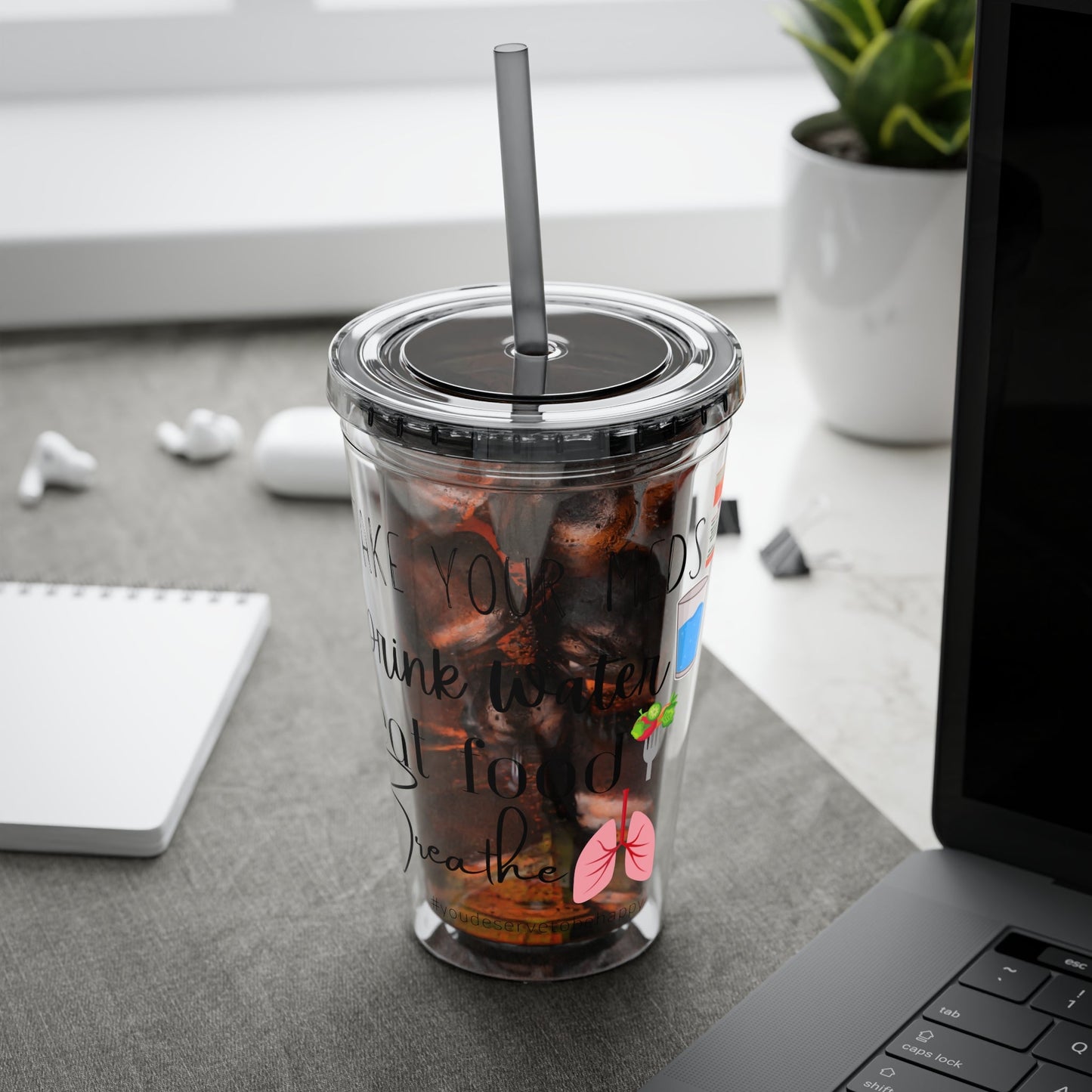 Take Your Meds and Breathe - 16 oz Sunsplash Tumbler (Straw Included) - TheSloanCreative