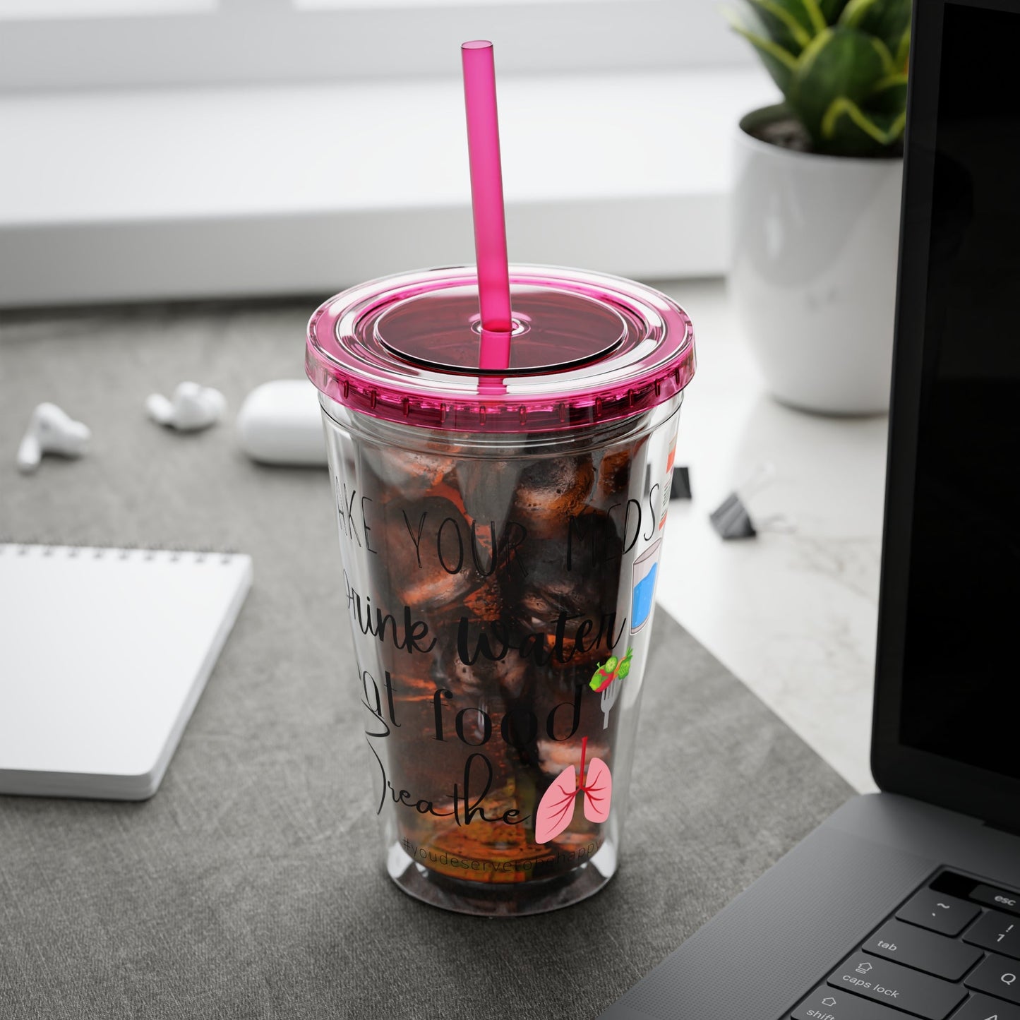 Take Your Meds and Breathe - 16 oz Sunsplash Tumbler (Straw Included) - TheSloanCreative