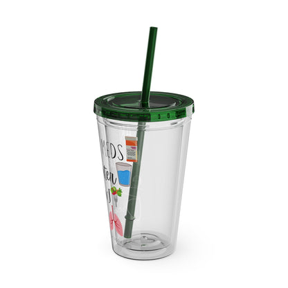 Take Your Meds and Breathe - 16 oz Sunsplash Tumbler (Straw Included) - TheSloanCreative