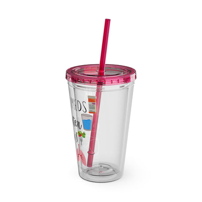 Take Your Meds and Breathe - 16 oz Sunsplash Tumbler (Straw Included) - TheSloanCreative