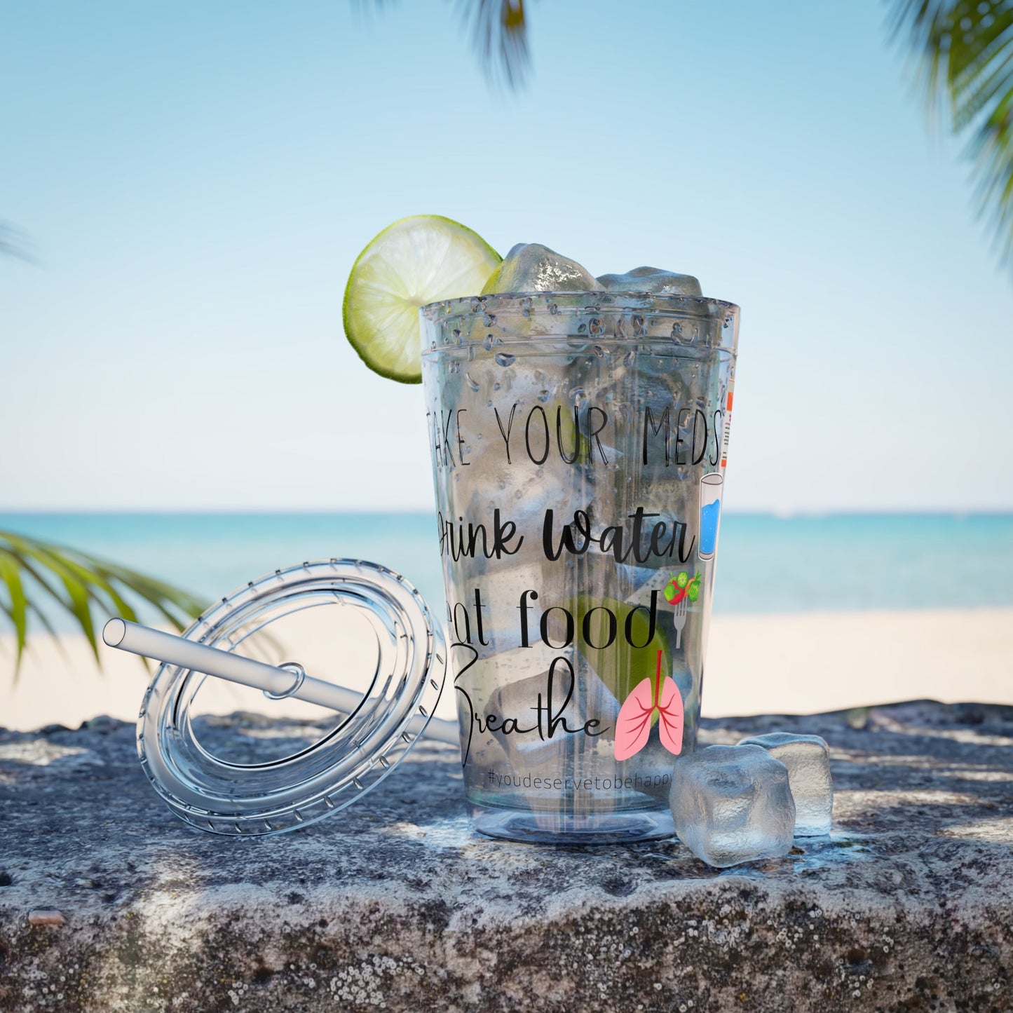 Take Your Meds and Breathe - 16 oz Sunsplash Tumbler (Straw Included) - TheSloanCreative