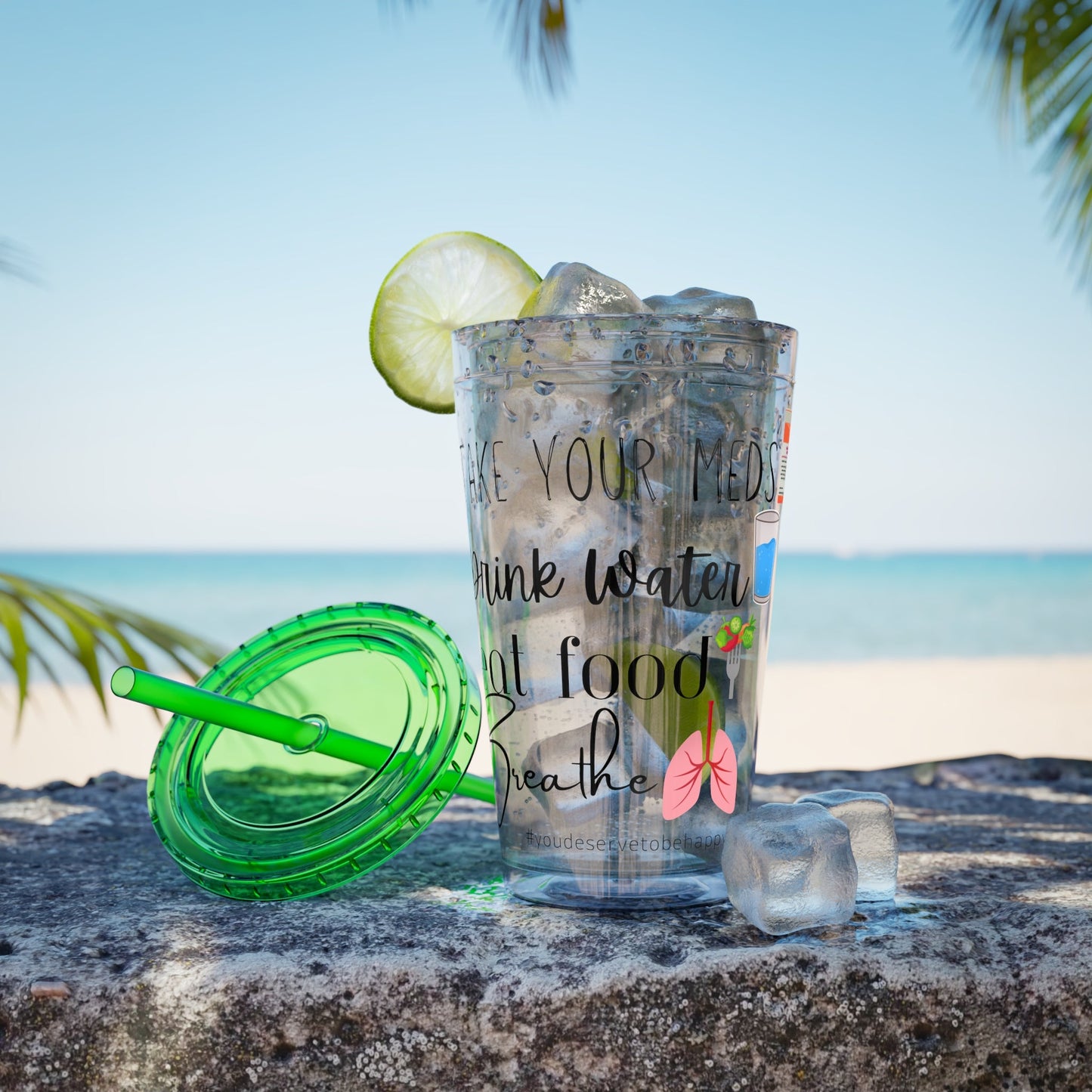 Take Your Meds and Breathe - 16 oz Sunsplash Tumbler (Straw Included) - TheSloanCreative