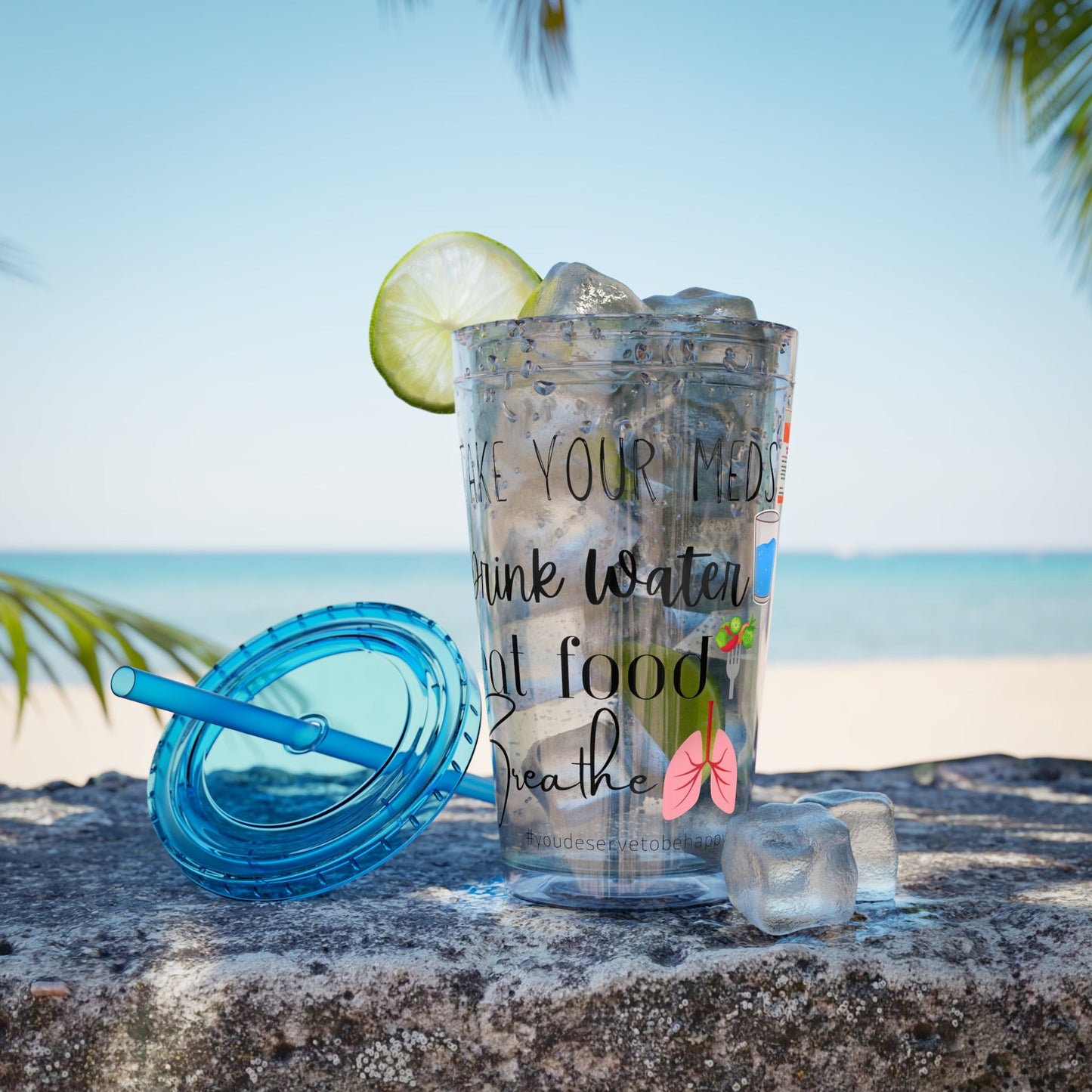 Take Your Meds and Breathe - 16 oz Sunsplash Tumbler (Straw Included) - TheSloanCreative